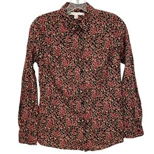 Lauren Conrad Button Up Shirt Women's‎ Floral Cotton Long Sleeve Shirt XS